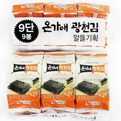 [ビョル食品]溫家愛 廣川在来海苔 9袋(36g)×10セット/韓国食品/韓国味付けのり/焼きのり