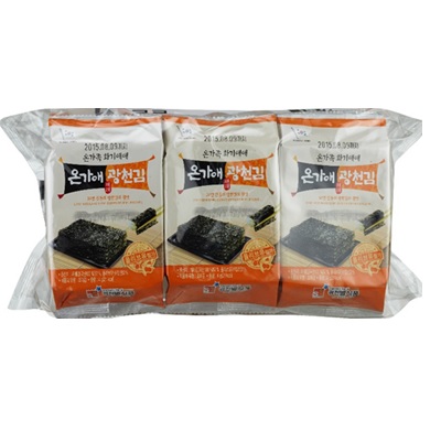 [ビョル食品]溫家愛 廣川在来海苔 3袋(12g)×24セット/韓国食品/韓国味付けのり/焼きのり