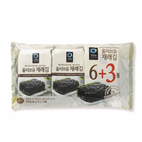 [清浄園]オリーブ油在来海苔9袋(45g)×10セット/韓国食品/韓国味付けのり/焼きのり