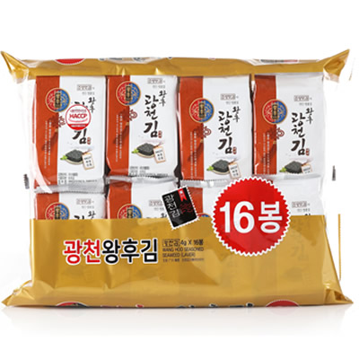 [朝陽食品]王后廣川海苔 16袋(64g)×8セット/韓国食品/韓国味付けのり/焼きのり