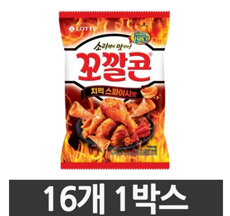 [ロッテ]コッカルコーン(スパイシーチキン味) 72g × 16袋/韓国お菓子/韓国スナック/おやつ/トウモロコシスナック