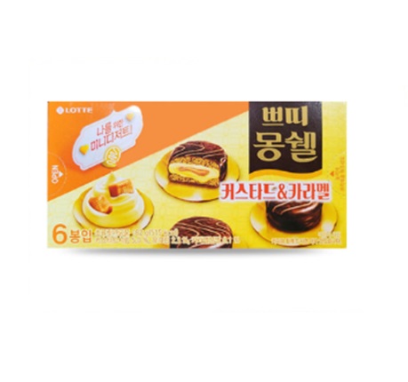[ロッテ]プチ モンシェル カスタード&キャラメル 102g×16箱/韓国お菓子/クリームケーキ/チョコレートパイ