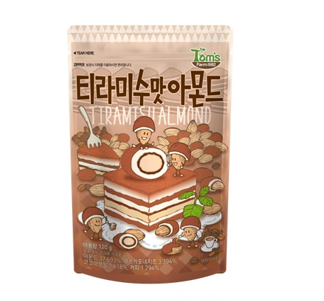 [Tom's Farm]ティラミス味 アーモンド 120g × 10袋/韓国お菓子/ミックスナッツ/おつまみ