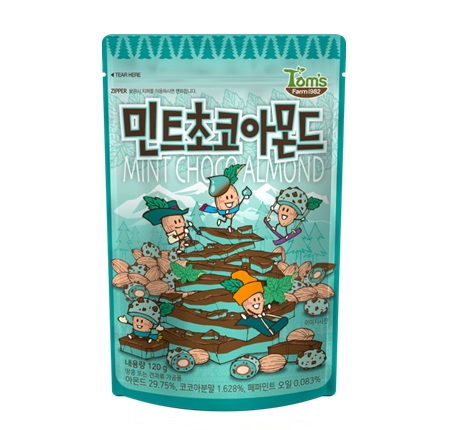 [Tom's Farm]ミントチョコ アーモンド 120g × 10袋/韓国お菓子/ミックスナッツ/おつまみ