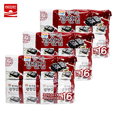 [ヘイラク]真冬 廣川海苔 16袋(64g)×10セット/韓国食品/韓国海苔/韓国味付けのり/シーズニング海苔