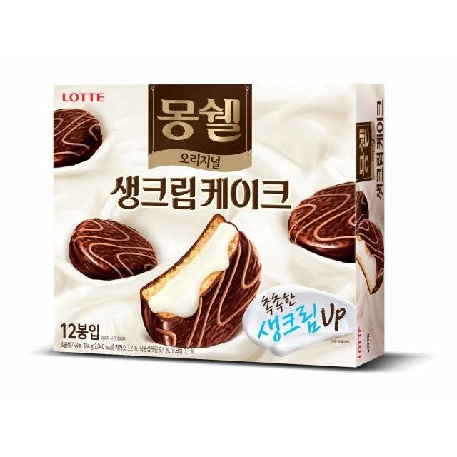[ロッテ]モンシェル・生クリーム 384g×8箱/韓国お菓子/クリームケーキ/チョコレートパイ