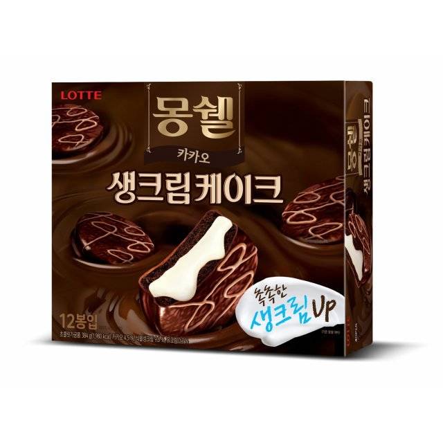 [ロッテ]モンシェル・カカオ384g×8箱/韓国お菓子/クリームケーキ/チョコレートパイ